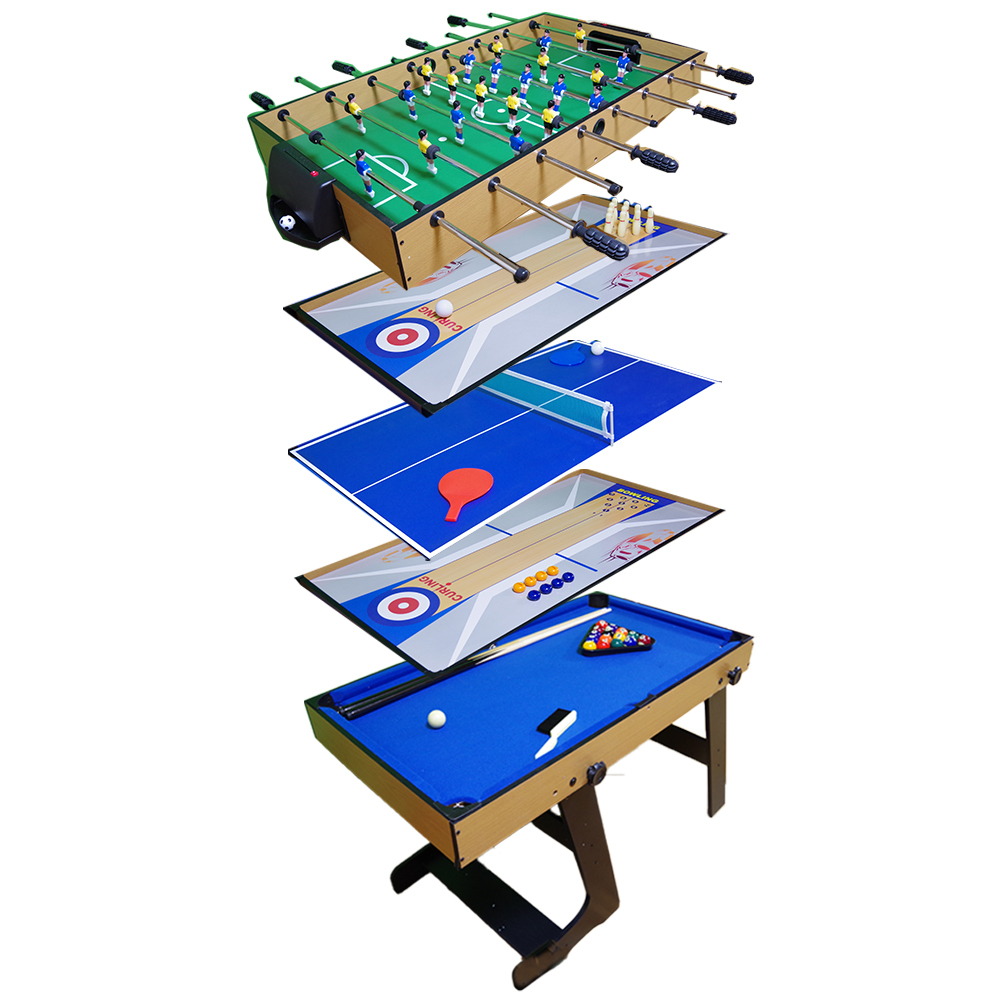 5in1 ゲームテーブル サッカー ビリヤード ピンポン カーリング ボーリング 卓球 テーブルテニス フーズボール pool billiards