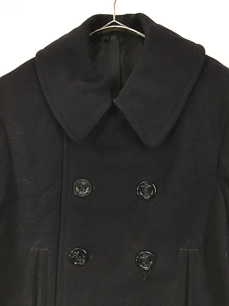  old clothes 40s the US armed forces US NAVY 10 button military melt n wool pea coat 38 rank beautiful goods!!