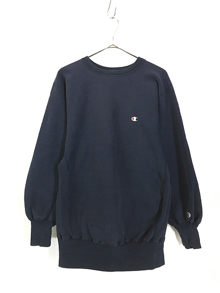 古着 90s USA製 Champion Reverse Weave ワンポイント リバース スウェット 紺 XL 古着_画像1