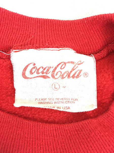 古着 80s USA製 Coca-Cola コーラ 企業 ラバー プリント スウェット トレーナー L 古着_画像7
