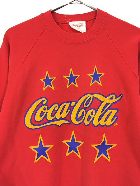 古着 80s USA製 Coca-Cola コーラ 企業 ラバー プリント スウェット トレーナー L 古着_画像2