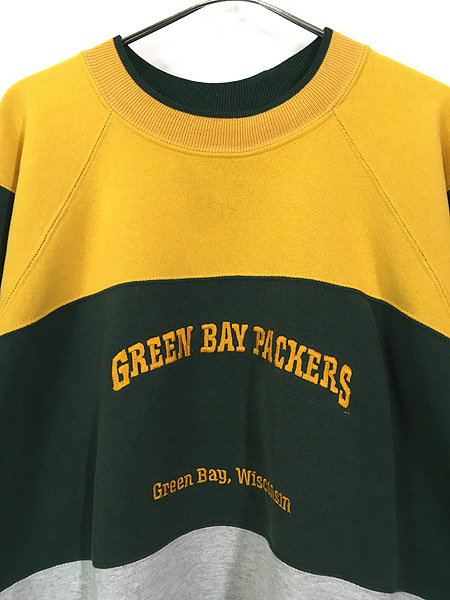 古着 90s USA製 NFL Green Bay Packers パッカーズ 3カラー スウェット トレーナー XL 古着_画像2