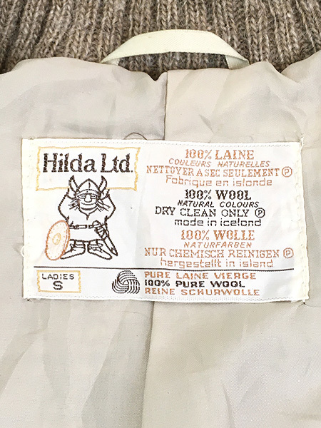 レディース 古着 80s Iceland製 HILDA ノルディック ダイヤ 総柄 ウール ニット ジャケット S 古着_画像7