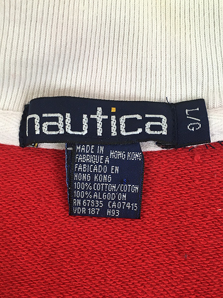 古着 90s Nautica 「J-US2」 クレイジー パターン ハーフジップ スウェット トレーナー L 古着_画像8