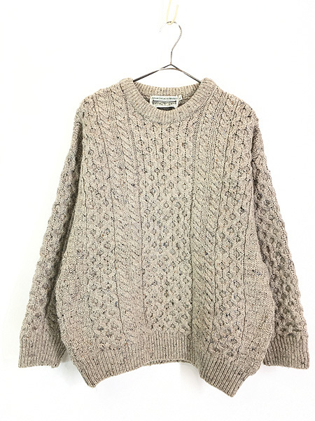 古着 90s Ireland製 Aran Sweater Market ネップ アラン フィッシャーマン ウール ニット セーター L