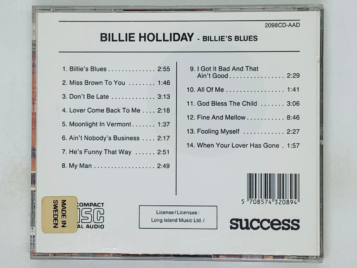 即決CD BILLIE HOLLIDAY BILLIE'S BLUES / ビリー ホリデイ Miss Brown To You , Don't Be Late / アルバム スウェーデン X21_画像2