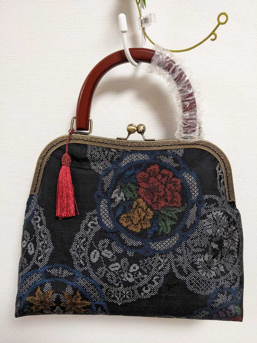通販 後払い 龍郷 泥大島紬 がま口バッグ ハンドメイド リメイク 古布