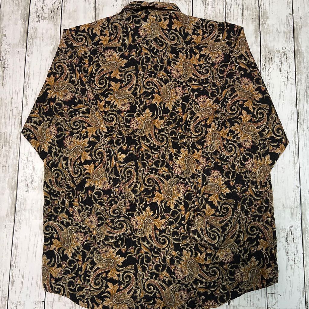 お買い得モデル ペイズリー 刺繍 シャドー 柄シャツ 総柄
