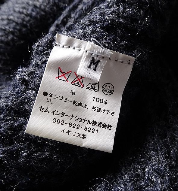 Oldderby Knitwear オールドダービーニットウェア クルーネック セーター ウール100% 英国製 ハンドニット ポップコーン編み (M) ●S-920_画像5