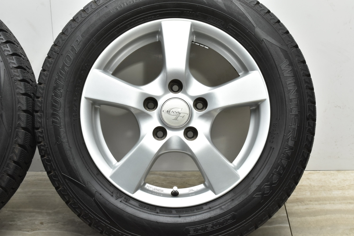 【バリ溝】グラス GF 15in 6J +43 PCD114.3 ダンロップ ウィンターマックス WM02 195/65R15 ノア ヴォクシー セレナ ステップワゴン_画像5