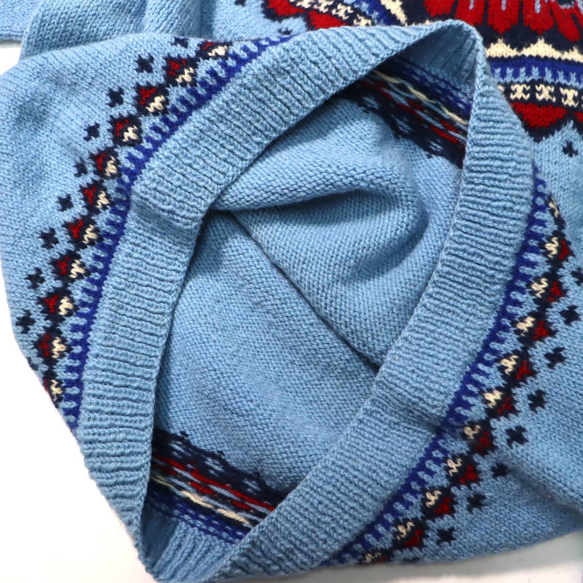 M程度] Vintage 雪柄 ニット セーター ライトブルー ノルディック