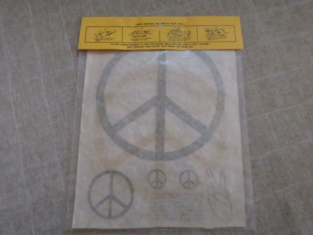 USA購入 ビンテージ ７０S ピースマーク HIPPIE アイロンプリント IRON ON 単色 VINTAGE PEACE ヒッピー DEADSTOCK デッドストック MAX_画像2