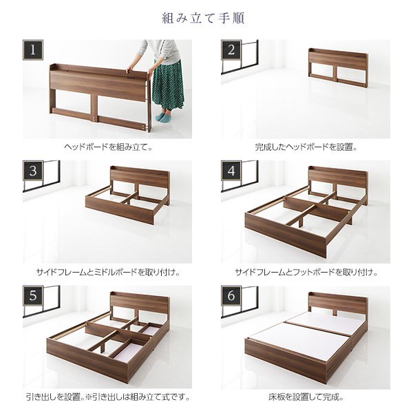 セミダブルベッド マットレス付き 送料無料/即決 収納 保証 棚