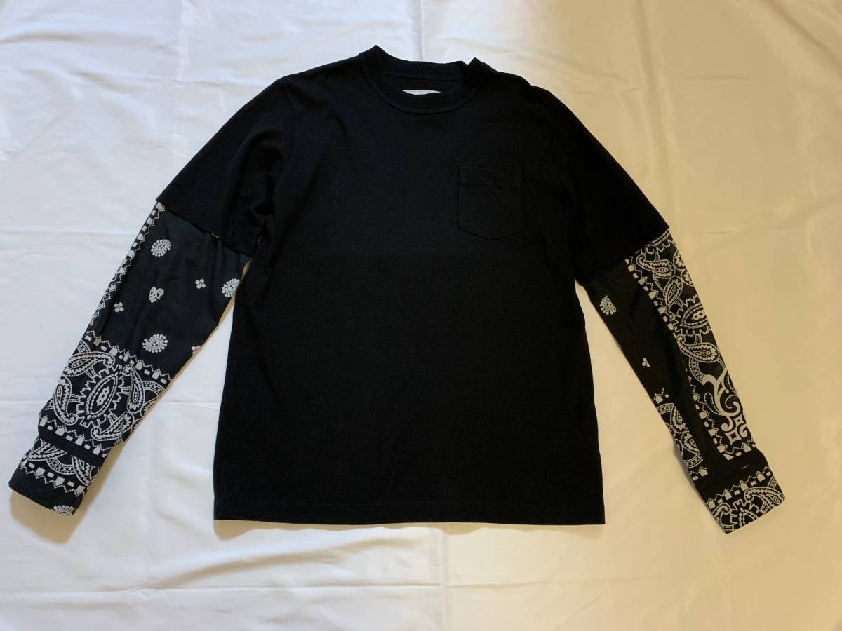 21ss sacai サカイ　ロンT　長袖　カットソー　Tシャツ　トップス　ペイズリー　シャツ　ドッキング　サイズ１_画像5