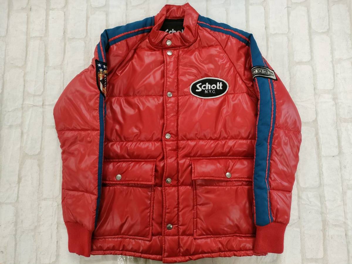 【驚きの値段】 ワッペン 中綿 ショット SCHOTT ■ レーシング　ジャケット ●221216 赤 S ジャケット、上着