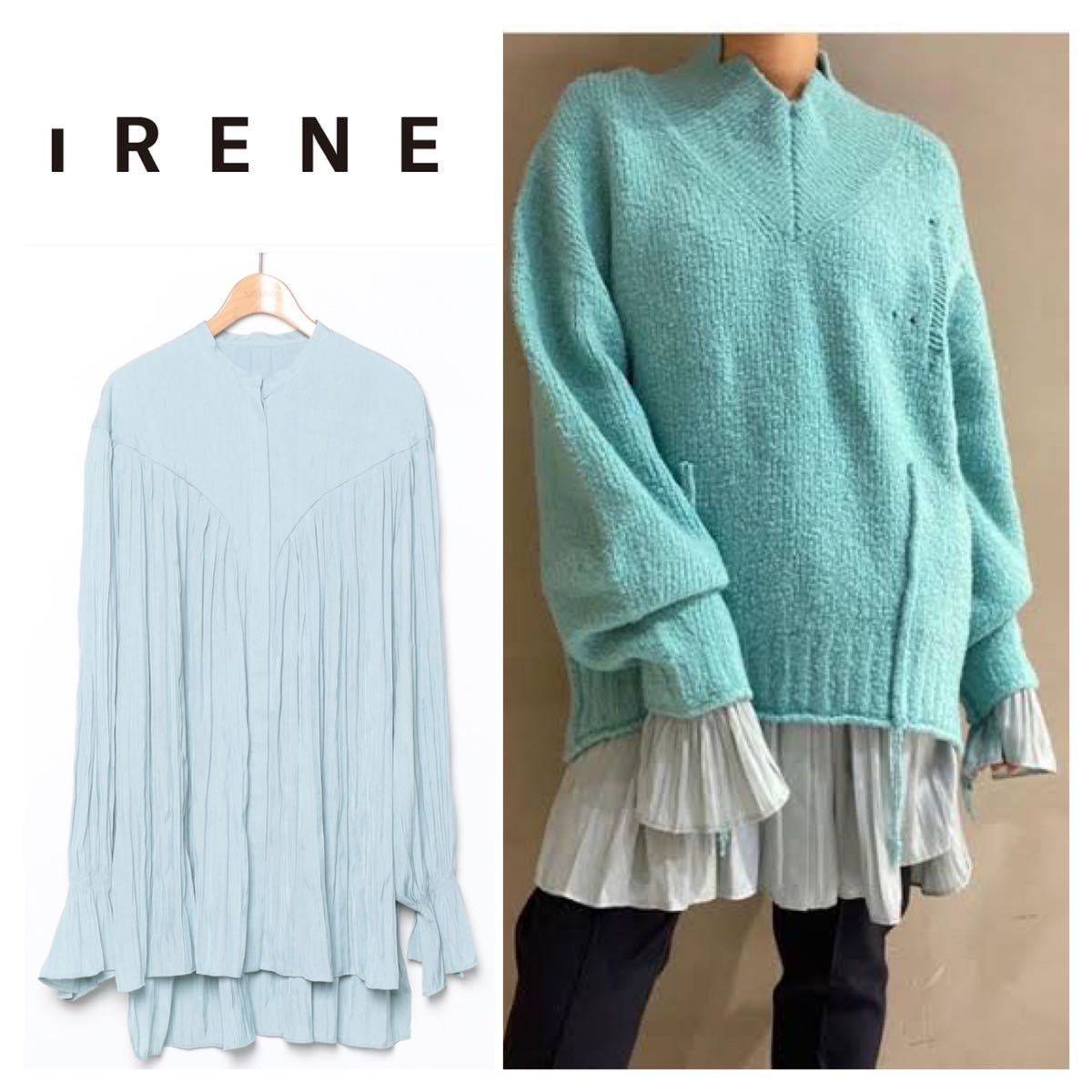 IRENE アイレネ　Wrinkle Textile Blouseブルー　36 ¥42,900 221224