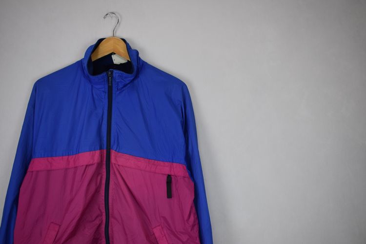 グッドカラー◎ビンテージ90s patagonia パタゴニアフルジップフェザーウェイトナイロンジャケットMブルー×ピンクアウトドアh21933_画像1