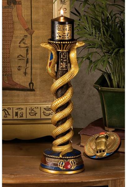 ツインコブラ燭台2個 エジプトインテリア置物キャンドルホルダーロウソク立て個性的デザインホームデコ雑貨装飾品飾り小物コーディネート