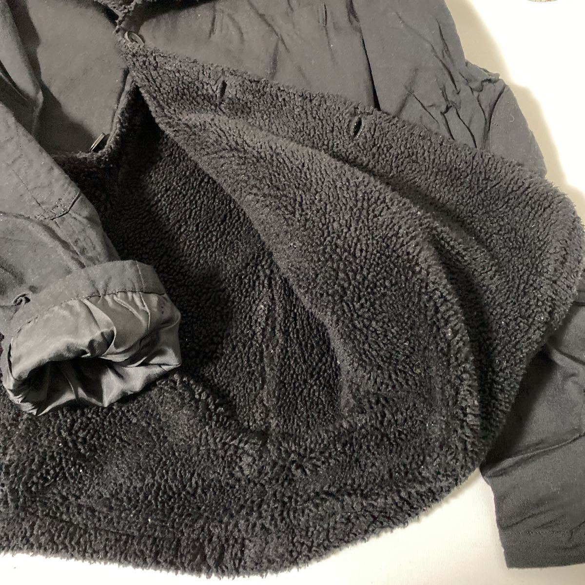 美品 AD 2005 COMME des GARCONS homme ボア ポリ 縮絨 歪み ボタン ジャケット S ギャルソン オム ブラック black アーカイブ _画像8