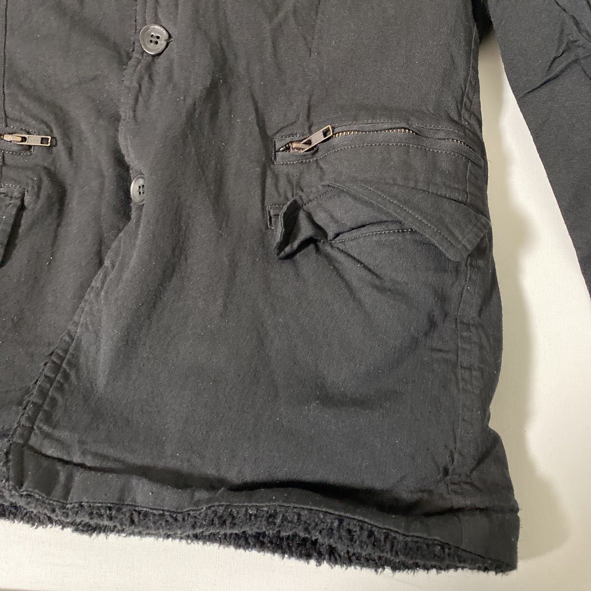 美品 AD 2005 COMME des GARCONS homme ボア ポリ 縮絨 歪み ボタン ジャケット S ギャルソン オム ブラック black アーカイブ _画像7