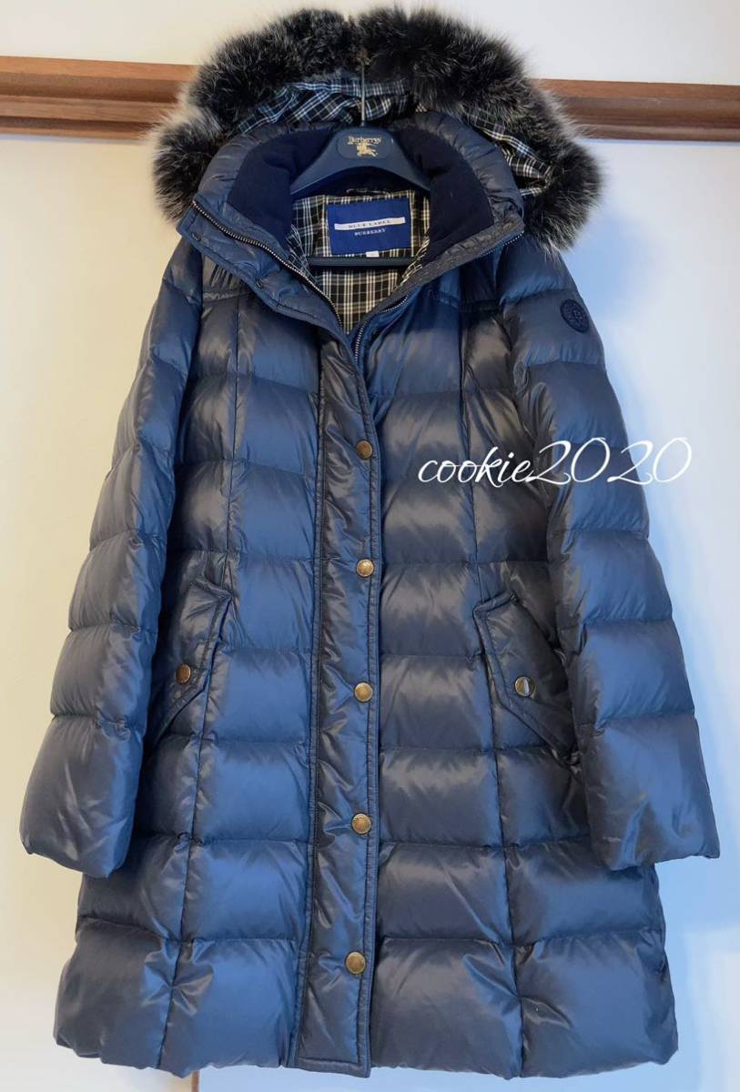 美品【高級タヌキファー付きロングダウンコート】BURBERRY、バーバリー