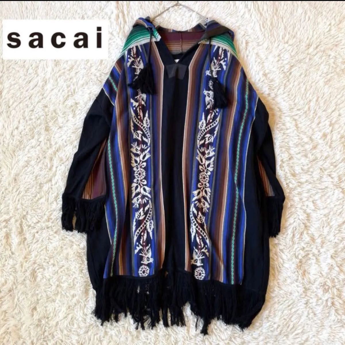 希少美品 sacai サカイ ネイティブ柄 パーカーチュニック 希少美品 sacai サカイ ネイティブ柄 パーカーチュニック