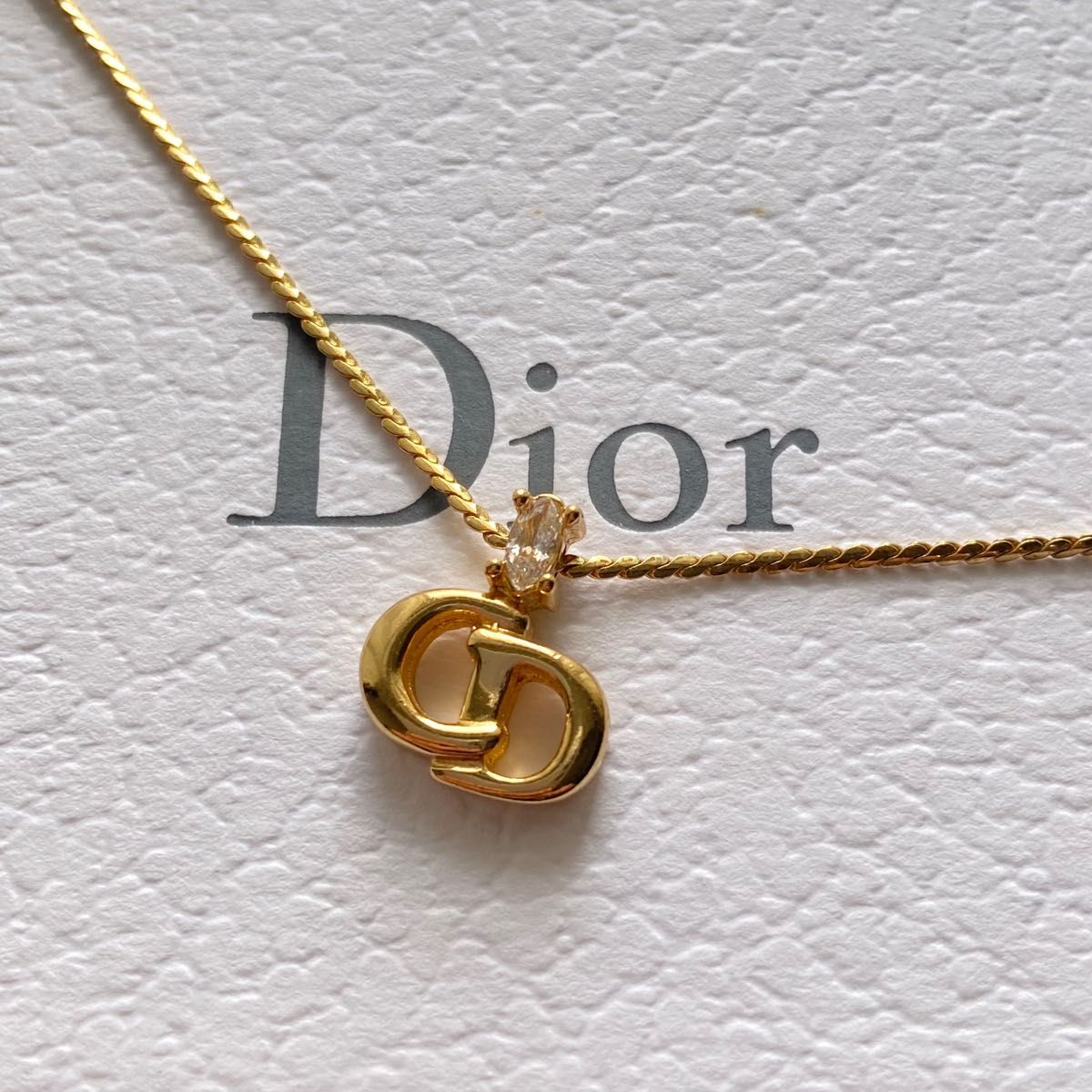 Christian Dior クリスチャンディオール CD ロゴ ストーン ネックレス