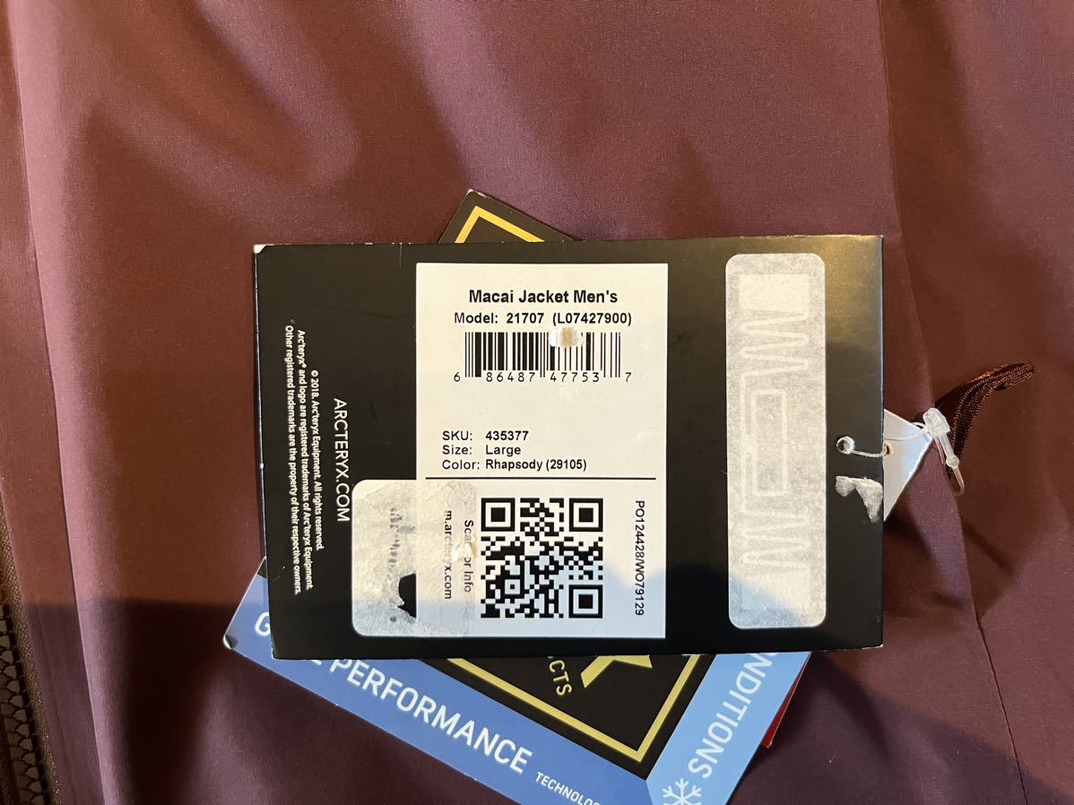 アークテリクス arc'teryx MACAI JACKET MENS サイズL 未使用 GORETEX RECCO_画像4