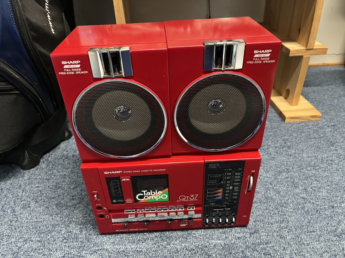 シャープ QT-37R ラジカセ ラジオ付ステレオテープレコーダー レトロ