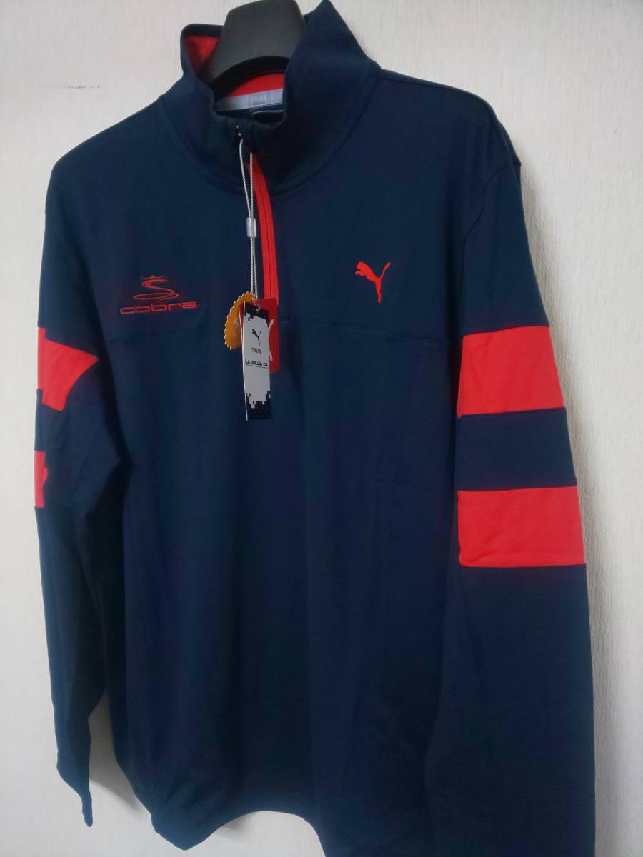 USプーマ コブラ Torreyana 1/4Zip 紺XL特注刺繍入り シャツ USプーマ コブラ Torreyana 1/4Zip 紺XL特注刺繍入り シャツ