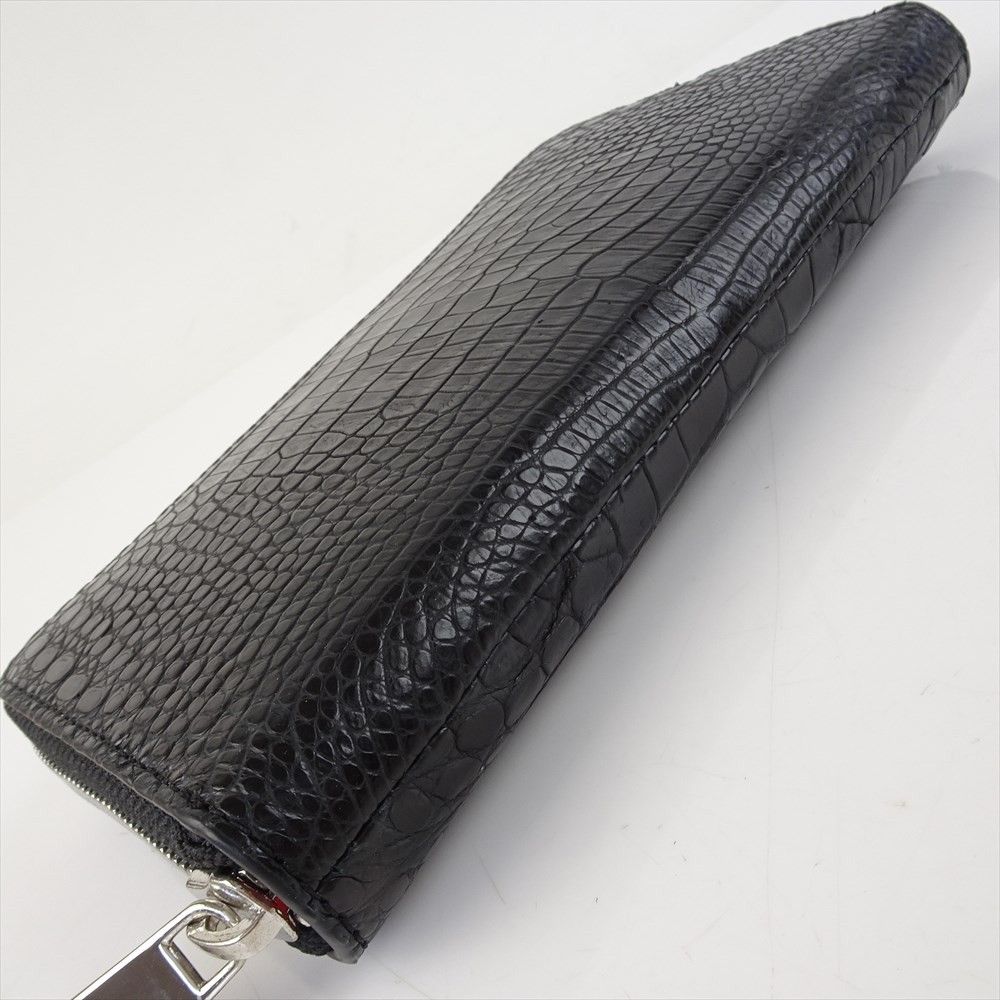新品 クロコダイル 長財布 ラウンドファスナー ジッピー 黒 赤 財布