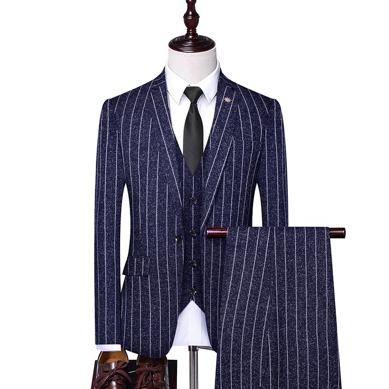メンズ ビジネススーツ スーツセットアップ 3点セット スラックス テーラードジャケット ベスト パンツ 色/サイズ選択可 ブラック L_画像4