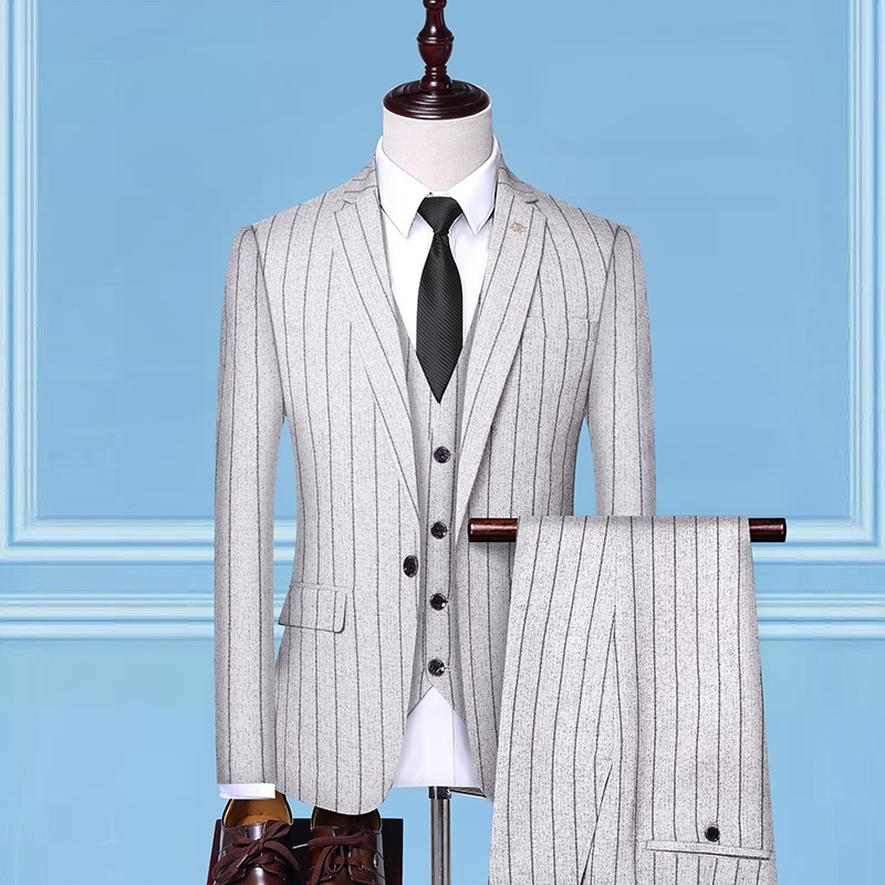 メンズ ビジネススーツ スーツセットアップ 3点セット スラックス テーラードジャケット ベスト パンツ 色/サイズ選択可 ブラック L_画像3