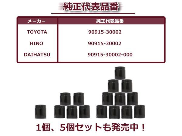 オイルフィルター トヨタ コースター BZB40 互換 純正品番 90915-30002 10個セット メンテナンス オイル フィルター エレメント_画像3