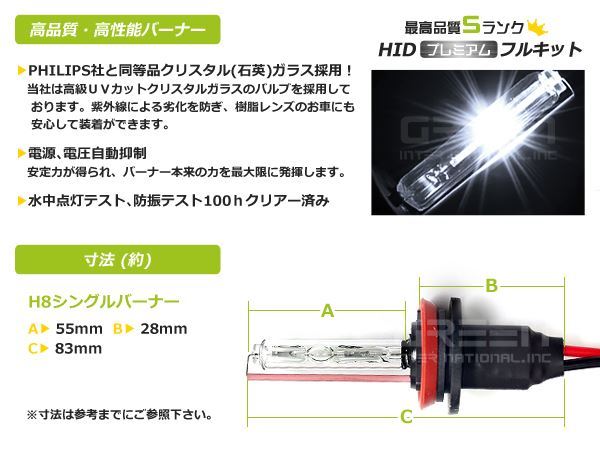 HID交換バルブ H8 HIDバーナー/バルブ 35w55w兼用 30000k ヘッドライトフォグランプ キセノン ライト ランプ 電球 ヘッドライト_画像2