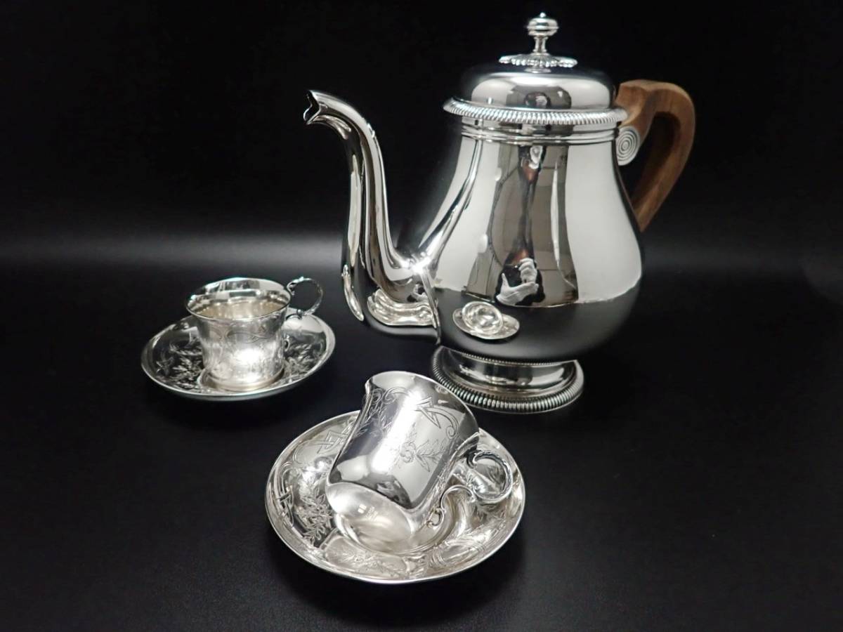 g142 クリストフル コーヒーカップ 中国茶 ソーサー ティーカップ シルバーコーティング ヴィンテージ オールド フランス 銀食器_画像10