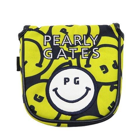 【在庫有】 PEARLY GATES ゴルフウェア [240001833086] PT イエロー系 総柄 PGスマイル ニコちゃん マレット型ヘッドカバー パーリーゲイツ パター用
