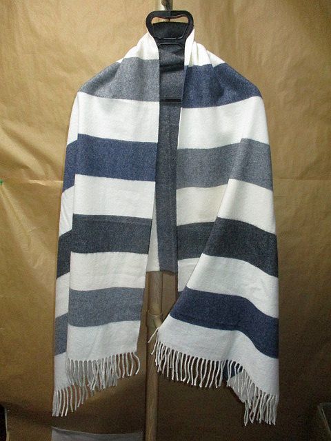 JOHNSTONS OF ELGIN ESTNATION エストネーション 別注 カシミヤ100% ボーダー 大判 ストール_画像3