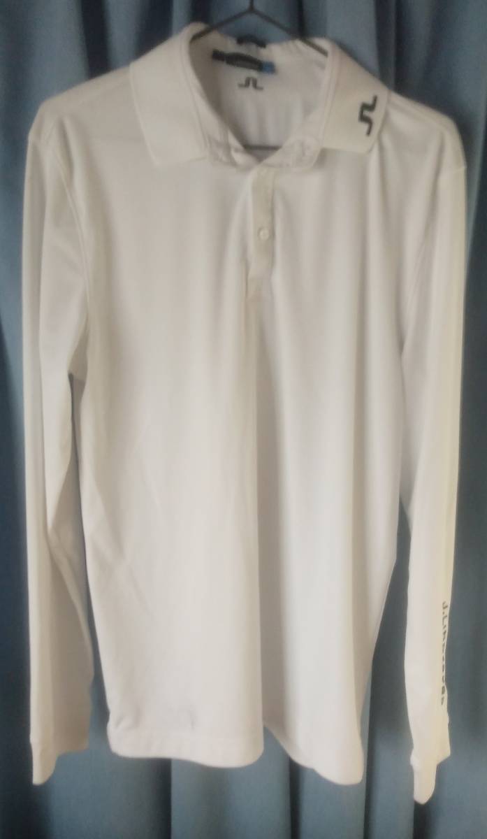 J. Lindberg постоянный Fit стрейч рубашка-поло с длинным рукавом осень-зима для белый M размер 1 раз использование загрязнения есть 