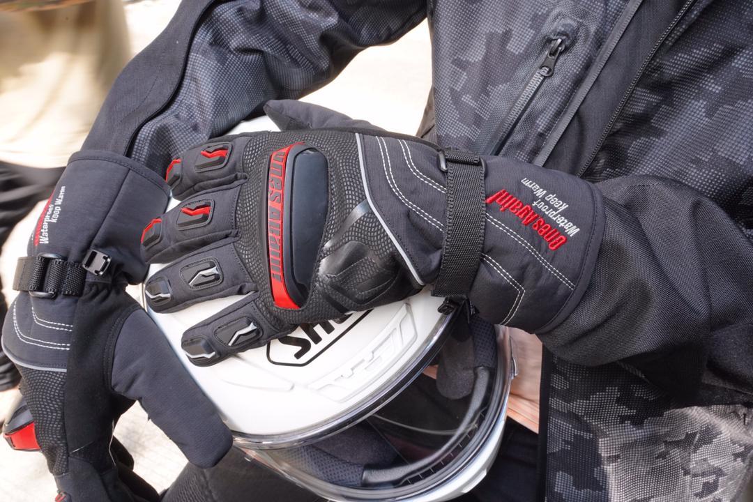 オープニングセール】 バイク グローブ MG01 手袋 冬 ウインター 防水 スマホ Lサイズ赤黒
