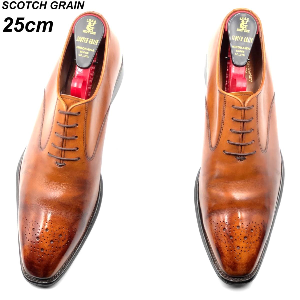 男性に人気！ 即決 ビジネスシューズ 皮靴 革靴 ブラウン 茶 プレーントゥ レザーシューズ メンズ HA-754 25cm 匠 スコッチグレイン  GRAIN SCOTCH 25.0cm