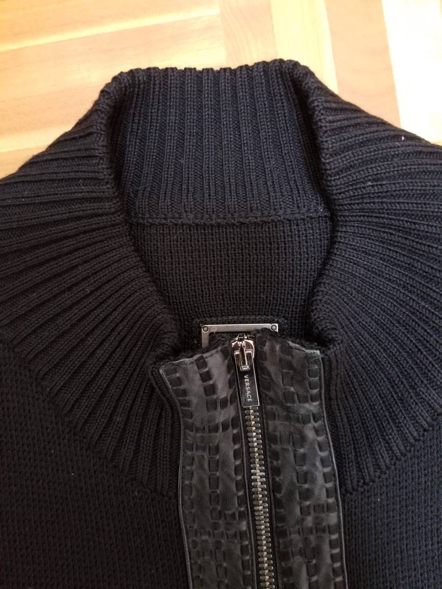  VERSACE ヴェルサーチコレクション フルジップセーター 黒 ブラック size48 美品 _画像3