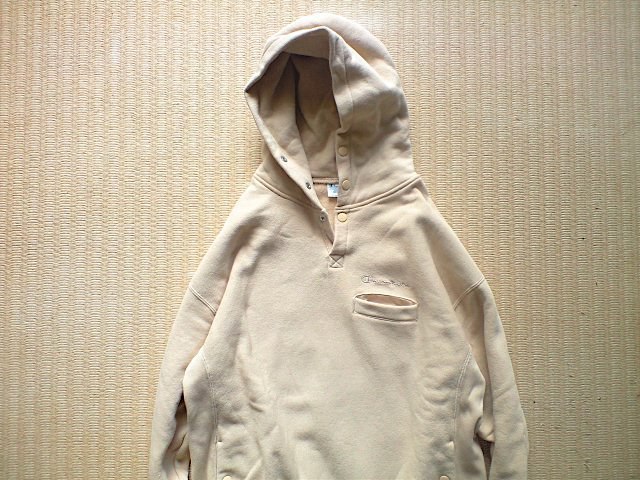 即決 DOORS 別注 青タグ Mサイズ Champion REVERSE WEAVE ハーフスナップ プルオーバーパーカー ベージュ アーバンリサーチ Mt Design 3776_画像7