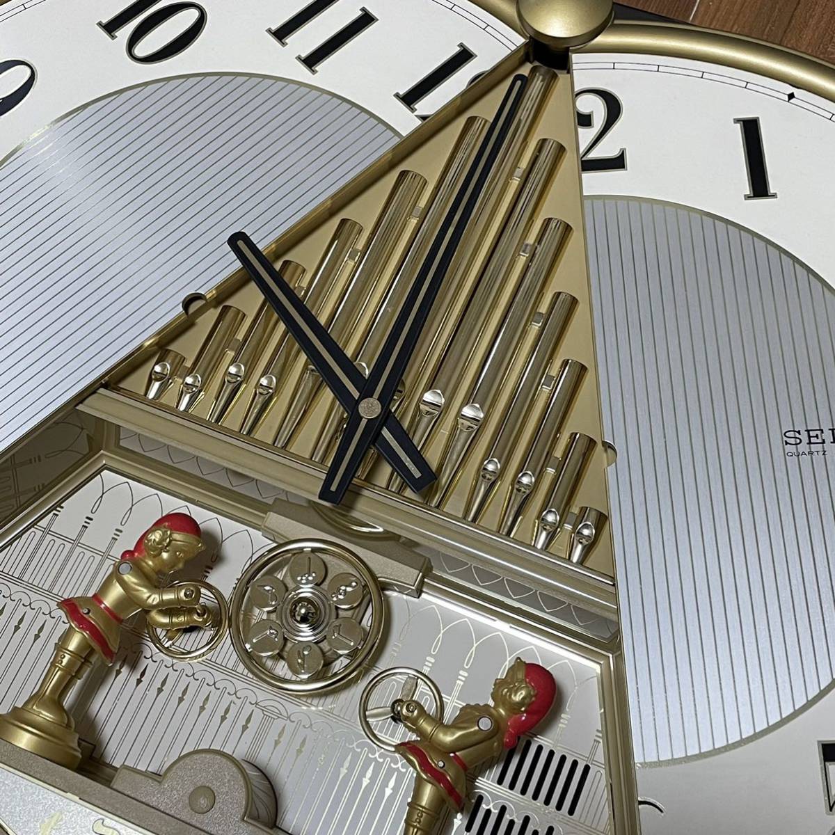 完動品 美品 動画あり からくり時計 セイコー SEIKO Puppet パペット RE504B メロディ オルゴール 壁掛け時計 柱時計