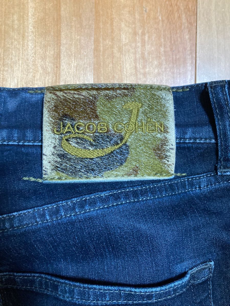 正規 JACOB COHEN ヤコブコーエン デニム ジーンズ 立体裁断 裾リブ イタリア製 メンズ テーラード インディゴブルー