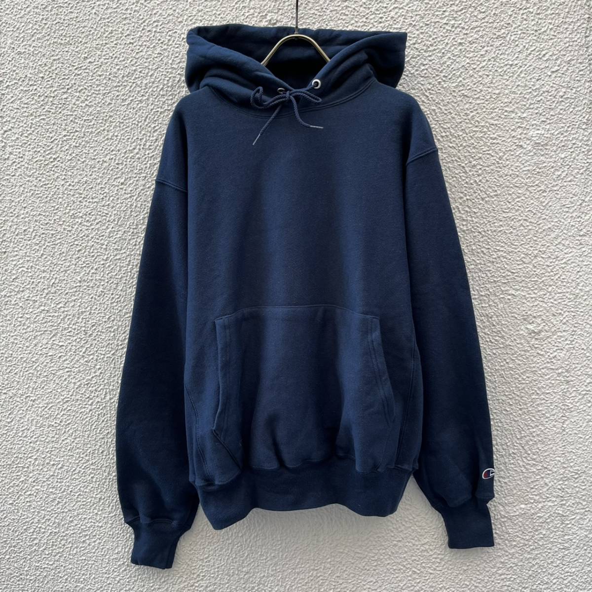 新品 FRANK フランク × CHAMPION チャンピオン Mサイズ LOGOパーカー フーディ ネイビー_画像1