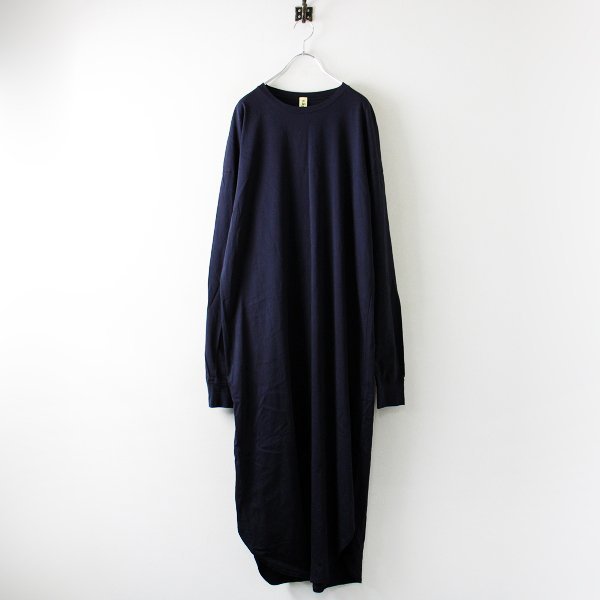 美品 定価2.8万 2020AW nagonstans ナゴンスタンス コットンカットソーワンピース 38/ダークネイビー スリット【2400013128346】_画像1