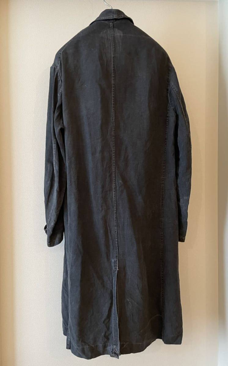  индиго linen Work пальто 1930 French Vintage античный 