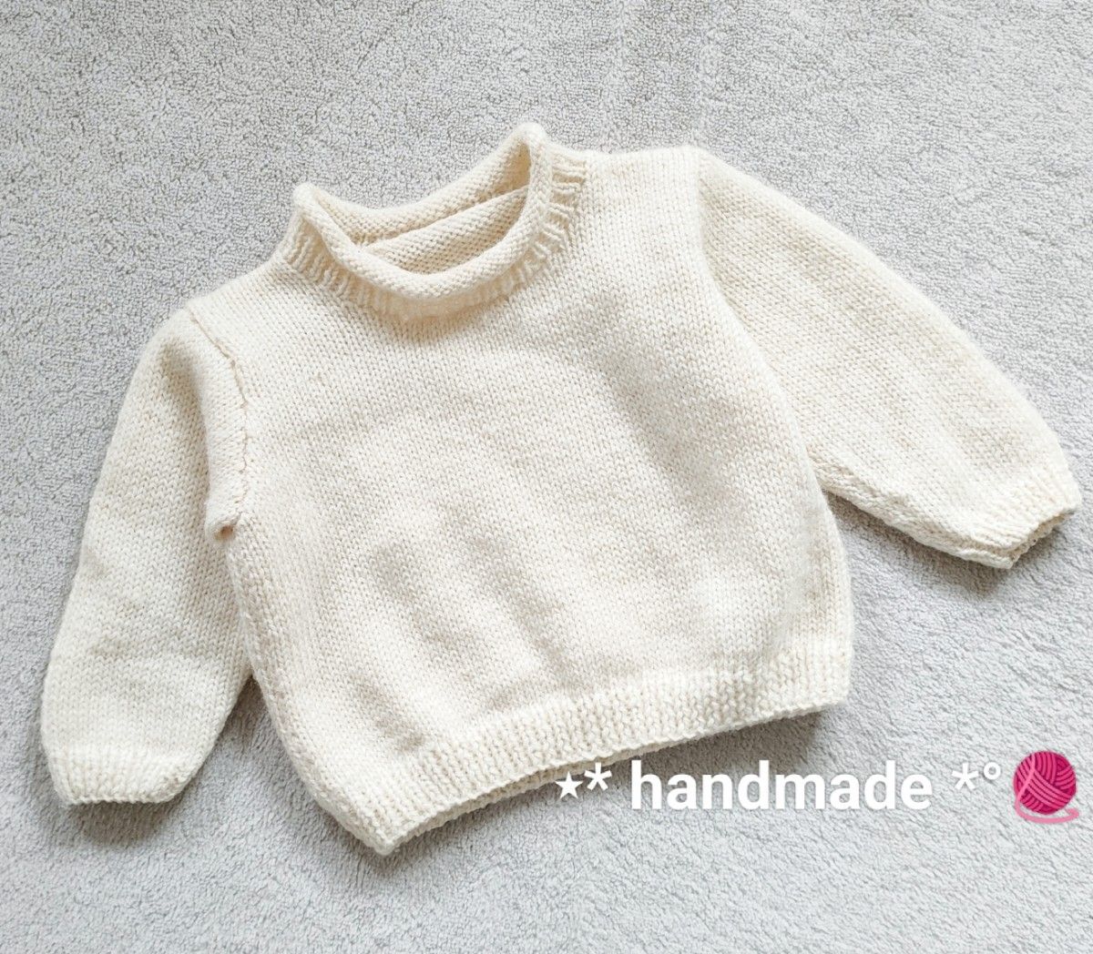 手編みベビーニットセーター ウール100％  handmade 週末まで値下げ中…