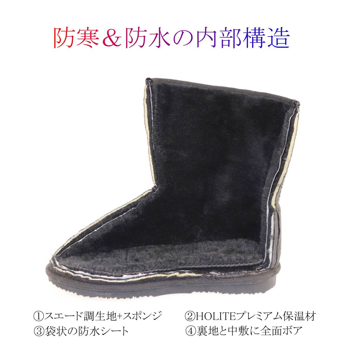 * new goods *[22651_BLACK_L (23.5~24.0)] lady's protection against cold boots mouton boots protection against cold & waterproof &. slide middle height piled cold ground correspondence high quality 